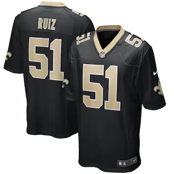 mens nike cesar ruiz black new orleans saints game jersey